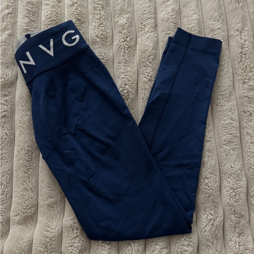 NVGTN Deep Blue Leggings with Logo Waistband